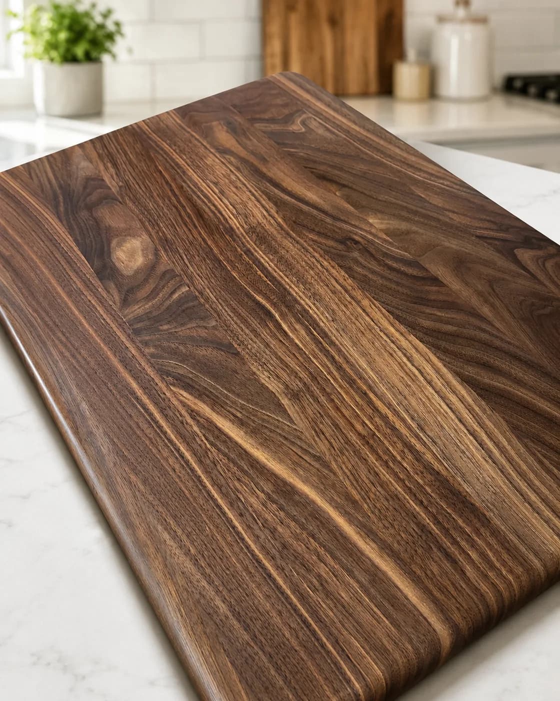 The Marlow — walnut board with an engraved cursive monogram